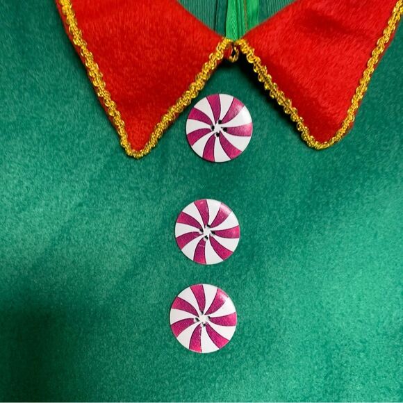 Christmas Elf Dress Girl’s Large Holiday Novelty Costume Santa Green Red Funny - Picture 5 of 13